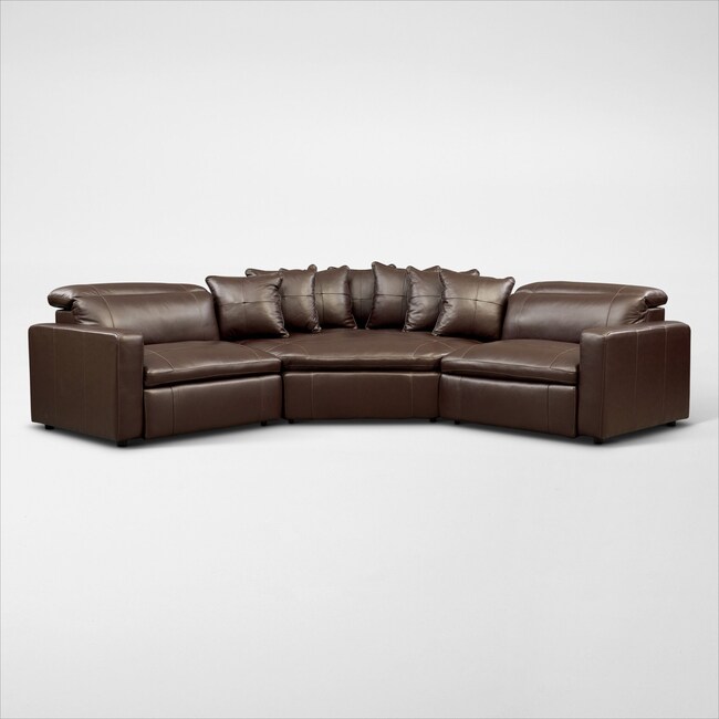 Living Room Furniture - Happy 3-Piece Dual-Power Reclining Sectional with 2 Reclining Seats and Cuddler