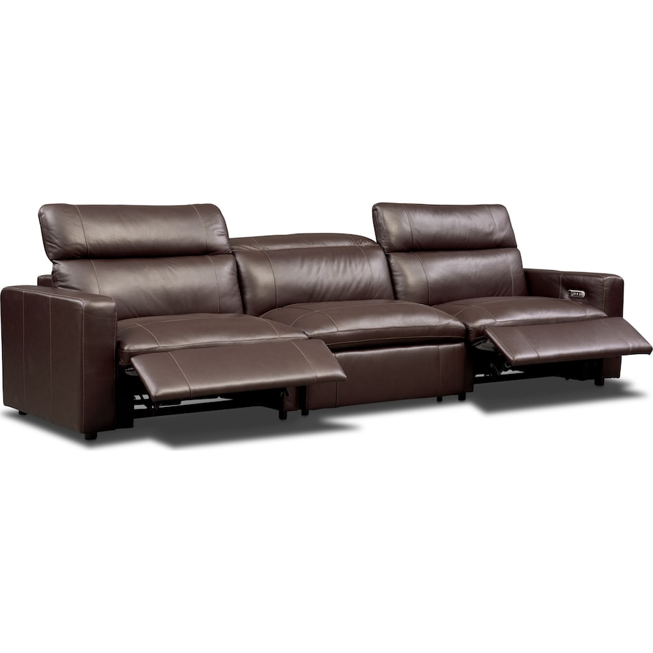 happy dark brown  pc power reclining sofa   