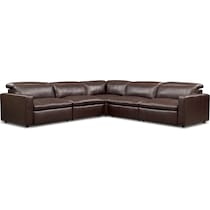 happy dark brown  pc power reclining sectional   