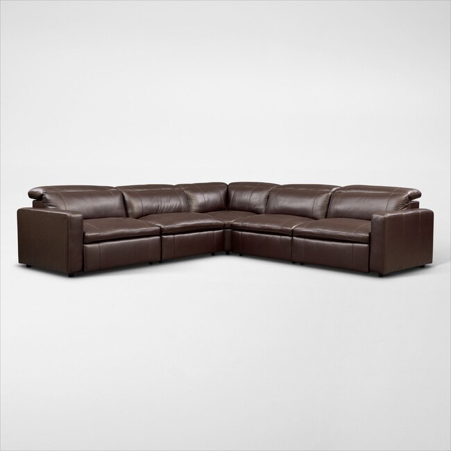 Living Room Furniture - Happy 5-Piece Dual-Power Reclining Sectional with 3 Reclining Seats
