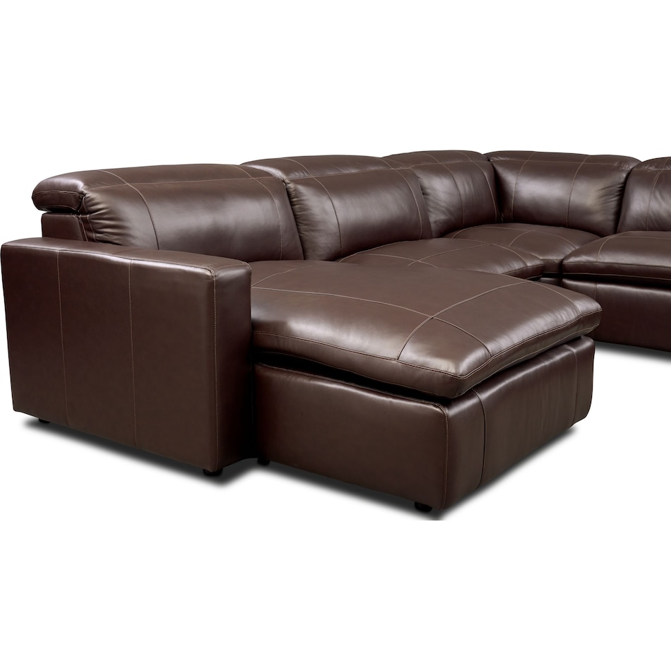 happy dark brown power reclining sectional   