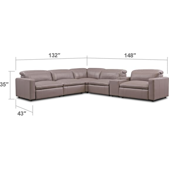 Living Room Furniture - Happy 6-Piece Dual-Power Reclining Sectional with 3 Reclining Seats