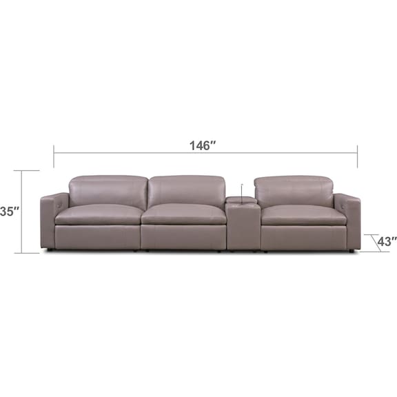 Living Room Furniture - Happy 4-Piece Dual-Power Reclining Sofa with Console