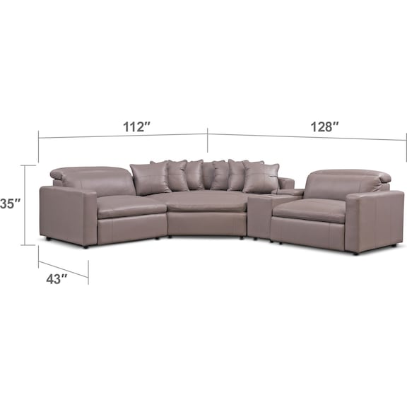 Living Room Furniture - Happy 4-Piece Dual-Power Reclining Sectional with 2 Reclining Seats and Cuddler