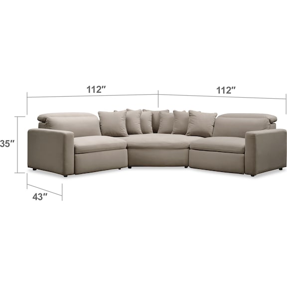 Living Room Furniture - Happy 3-Piece Dual-Power Reclining Sectional with 2 Reclining Seats and Cuddler