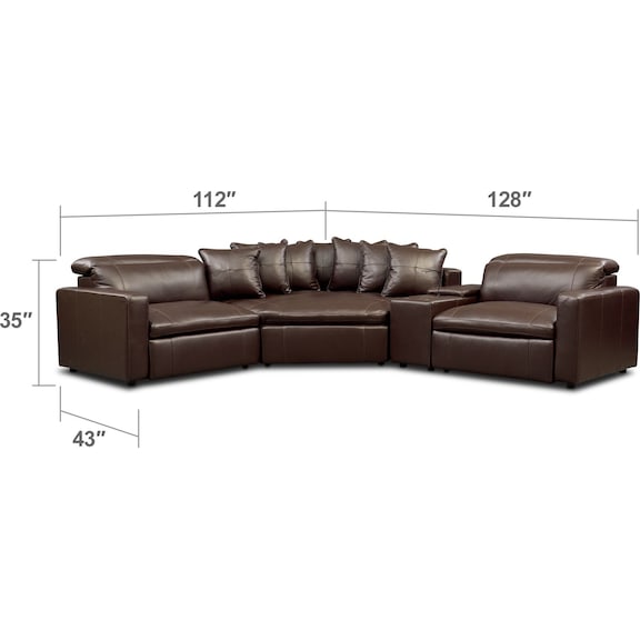 Living Room Furniture - Happy 4-Piece Dual-Power Reclining Sectional with 2 Reclining Seats and Cuddler