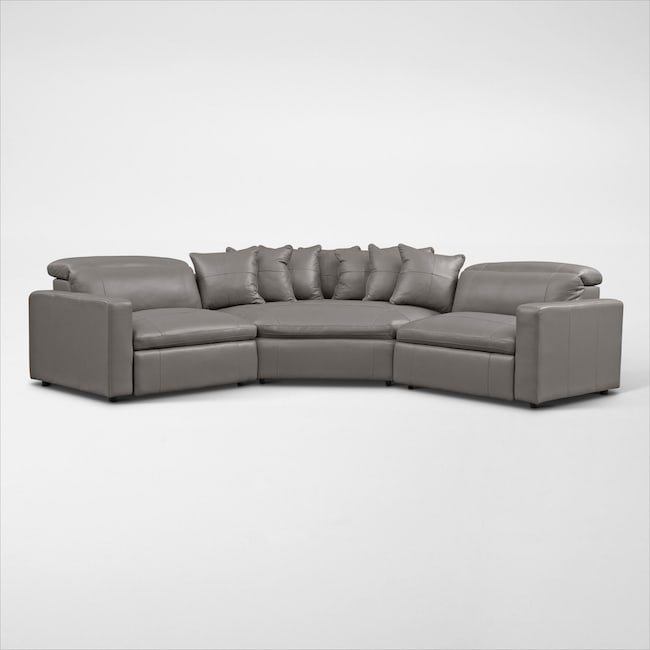Living Room Furniture - Happy 3-Piece Dual-Power Reclining Sectional with 2 Reclining Seats and Cuddler
