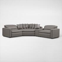 happy gray  pc power reclining sectional   
