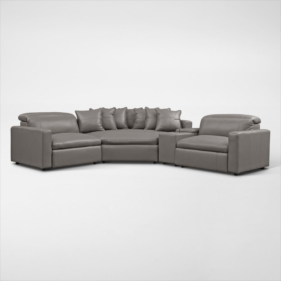 happy gray  pc power reclining sectional   