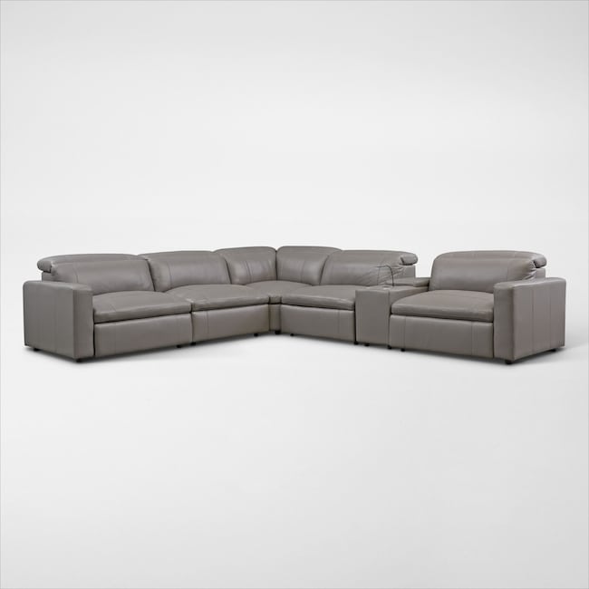 Living Room Furniture - Happy 6-Piece Dual-Power Reclining Sectional with 3 Reclining Seats