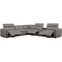 happy gray  pc power reclining sectional   