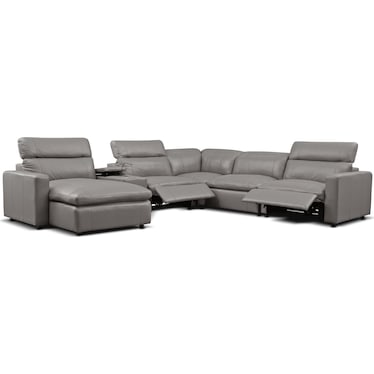 Happy Dual-Power Reclining Sectional with Chaise and 2 Reclining Seats