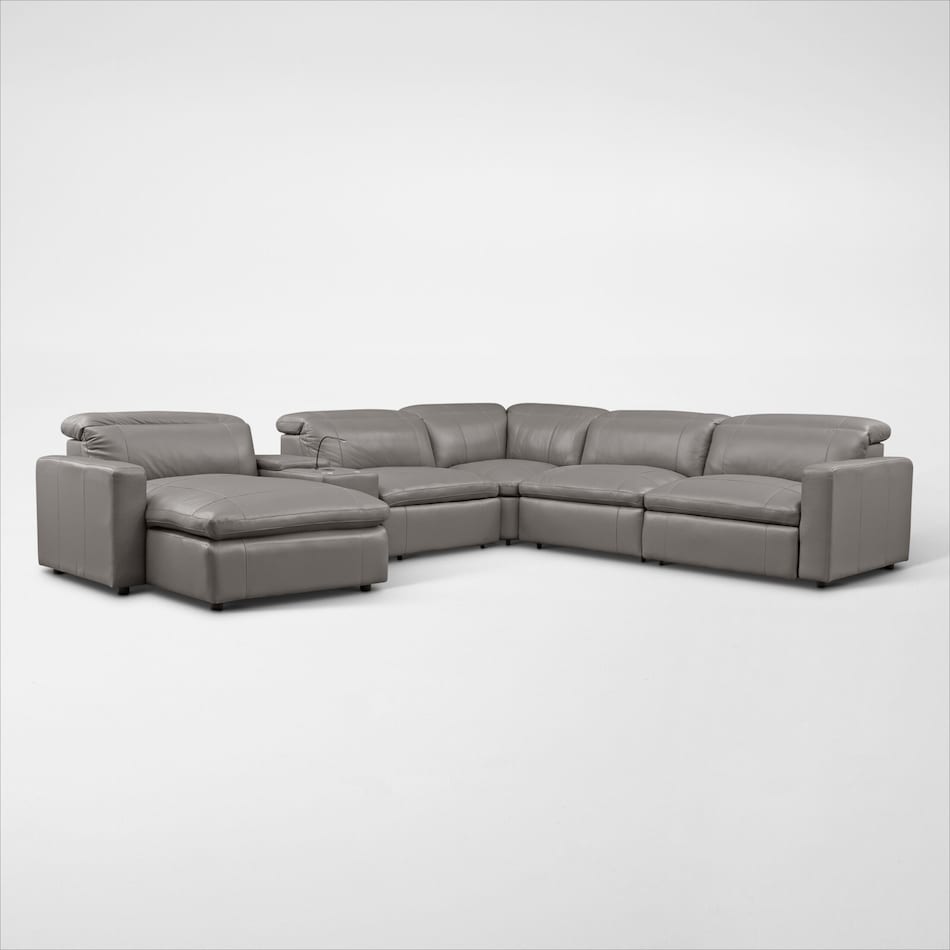 happy gray power reclining sectional   