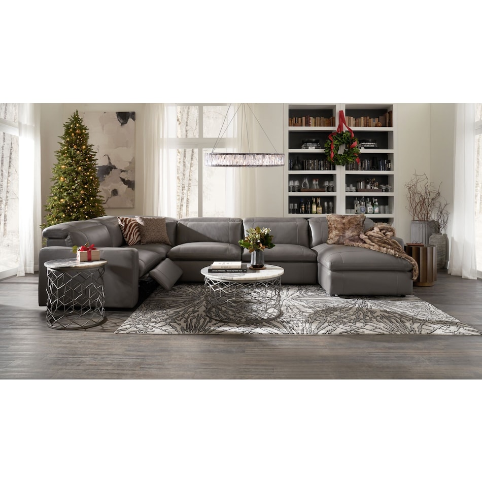 happy gray power reclining sectional   
