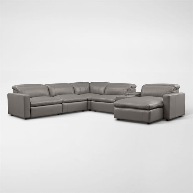 Living Room Furniture - Happy 6-Piece Dual-Power Reclining Sectional with Chaise and 2 Reclining Seats