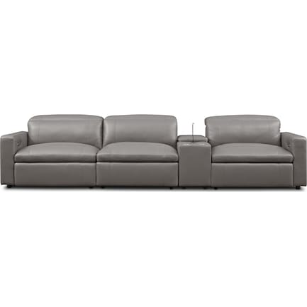 Happy 4-Piece Dual-Power Reclining Sofa with Console - Gray