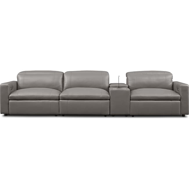 Living Room Furniture - Happy 4-Piece Dual-Power Reclining Sofa with Console