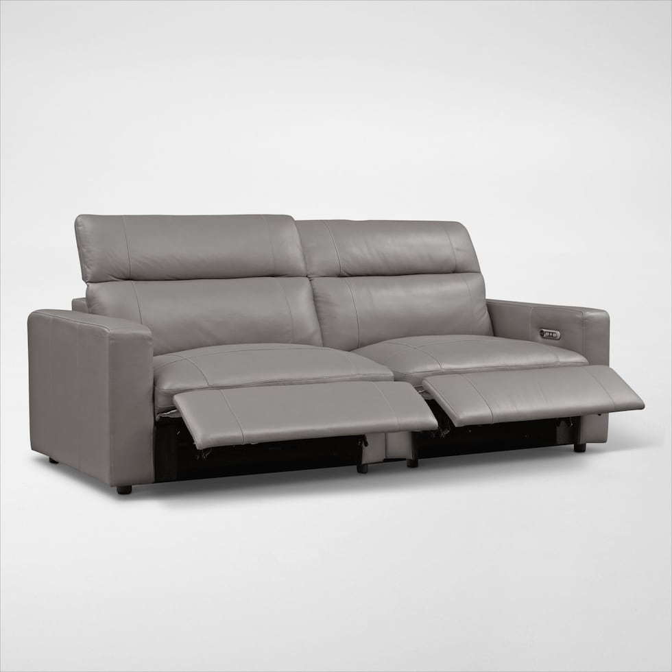happy gray power reclining sofa   
