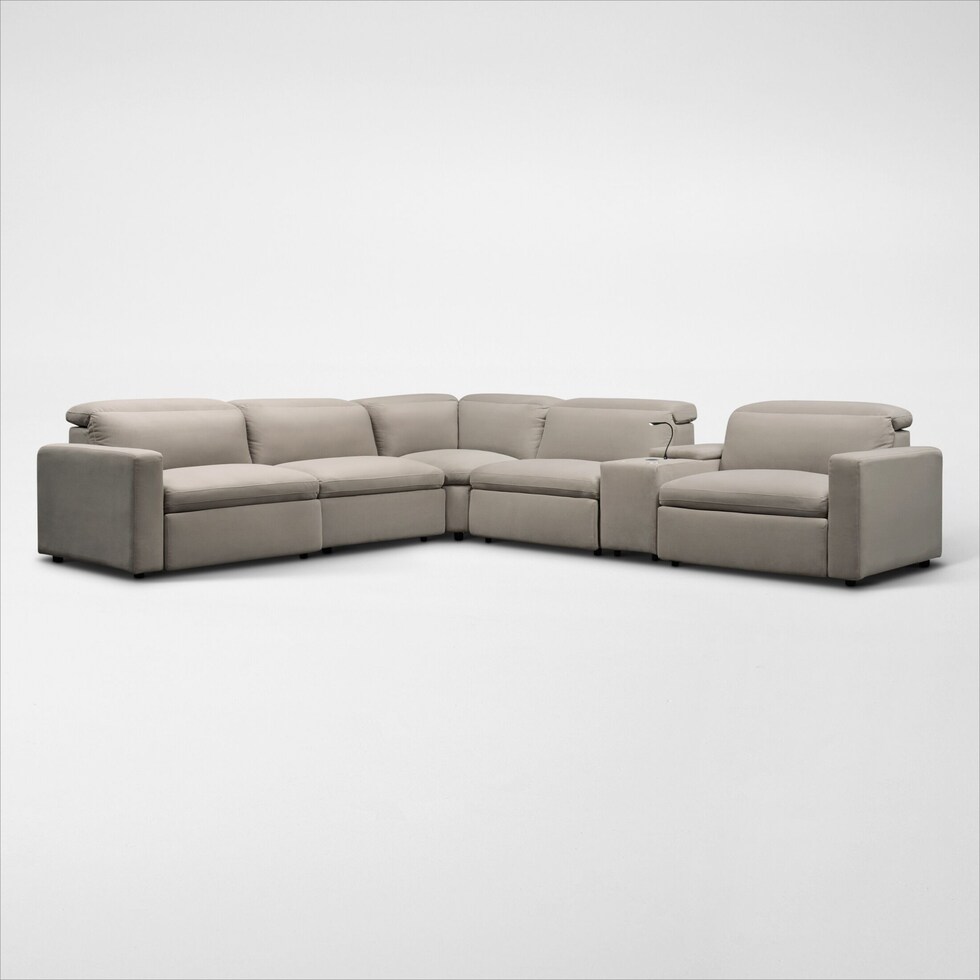 happy shitake  pc power reclining sectional   