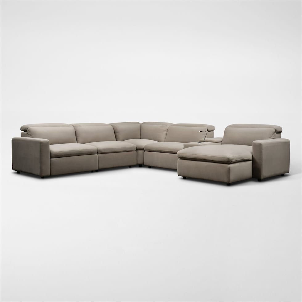 happy shitake power reclining sectional   