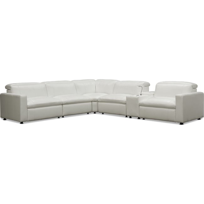 Living Room Furniture - Happy 6-Piece Dual-Power Reclining Sectional with 3 Reclining Seats