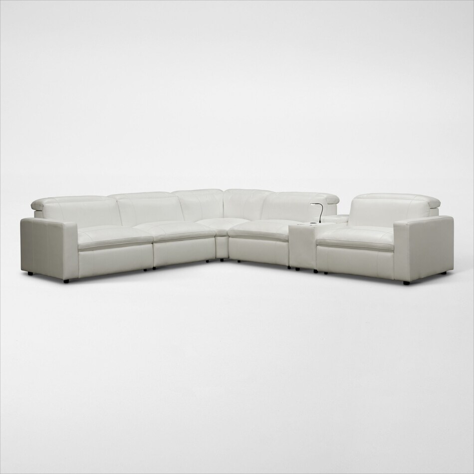 happy white  pc power reclining sectional   