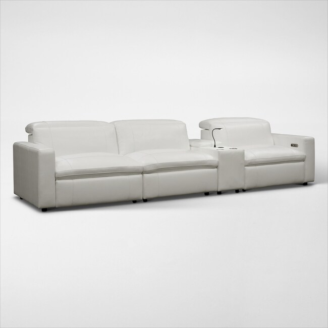 Living Room Furniture - Happy 4-Piece Dual-Power Reclining Sofa with Console
