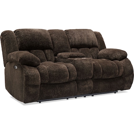 Harbor Park Power Reclining Loveseat with Console - Brown