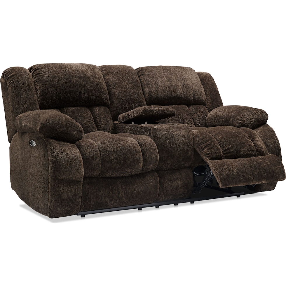 harbor park dark brown power reclining loveseat   