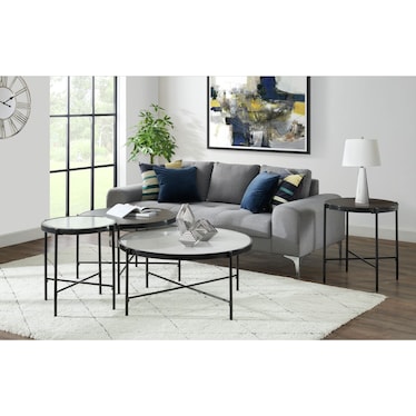 Harik Round Coffee Table with Marble Top