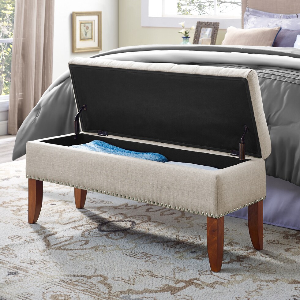 harper light brown storage bench   