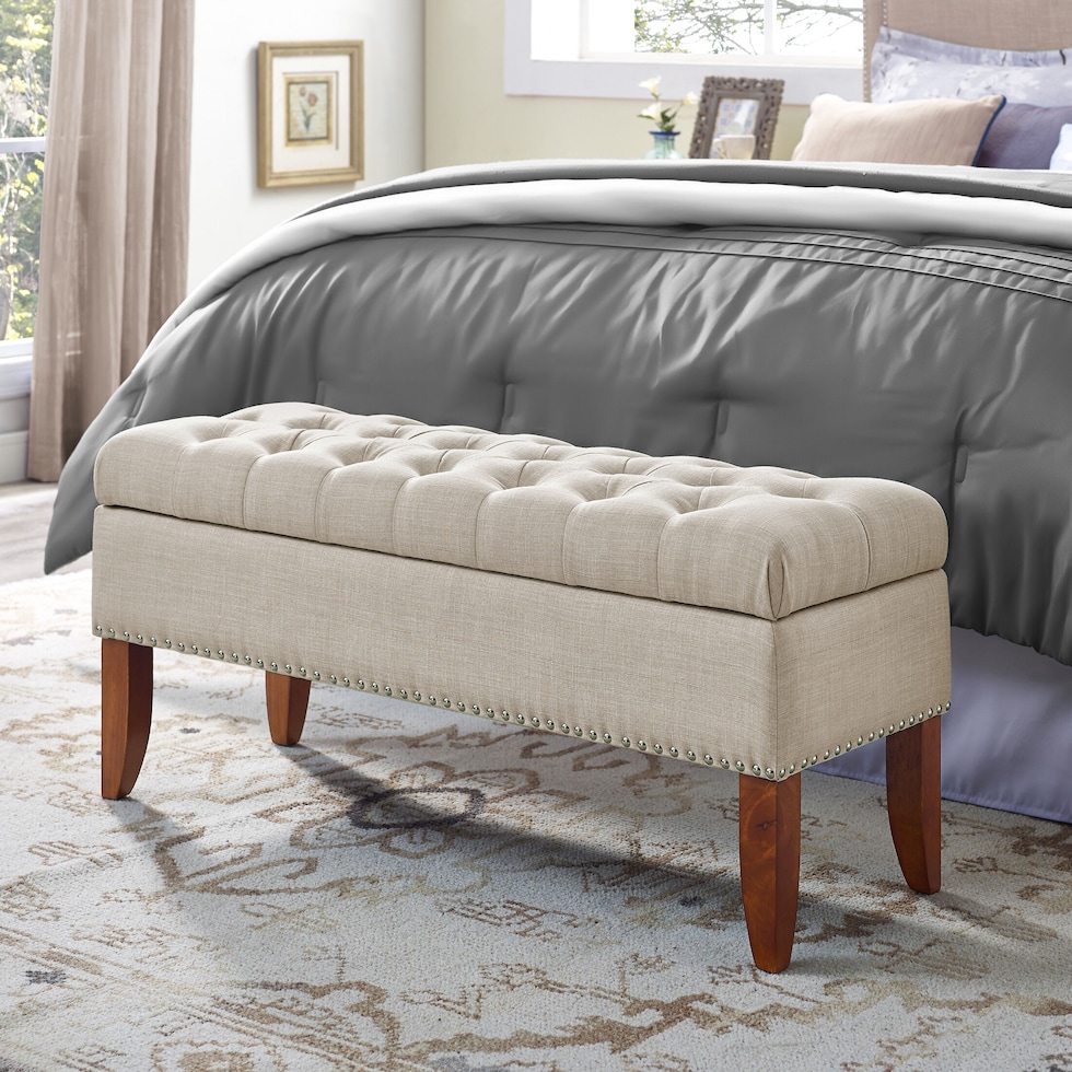 harper light brown storage bench   