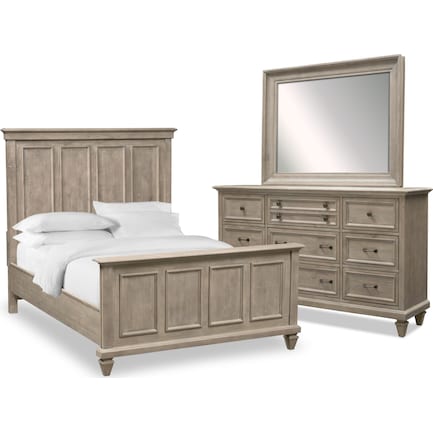 Harrison 5-Piece King Bedroom Set with Dresser and Mirror - Gray