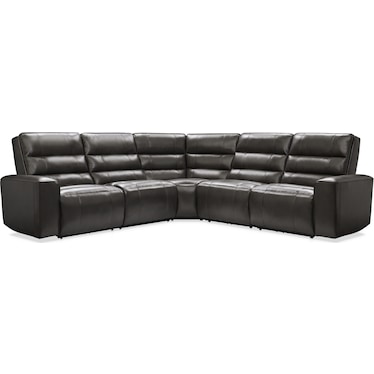 Hartley 5-Piece Dual-Power Reclining Sectional with 2 Reclining Seats - Charcoal