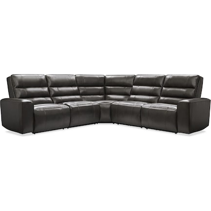 Hartley 5-Piece Dual-Power Reclining Sectional with 3 Reclining Seats - Charcoal