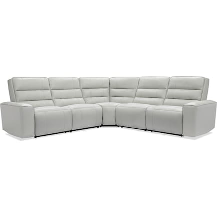 Hartley 5-Piece Dual-Power Reclining Sectional with 3 Reclining Seats - Light Gray