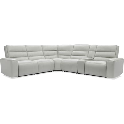 Hartley 6-Piece Dual-Power Reclining Sectional with 2 Reclining Seats - Light Gray