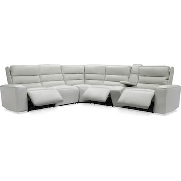 Hartley 6-Piece Dual-Power Reclining Sectional with 3 Reclining Seats - Light Gray