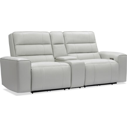 Hartley 3-Piece Dual-Power Reclining Sofa with Console - Light Gray