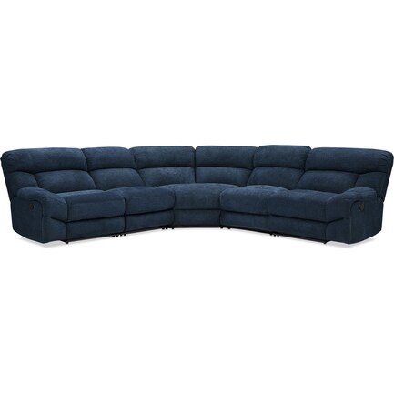 Havana Manual Reclining 5-Piece Sectional with 2 Reclining Seats - Blue
