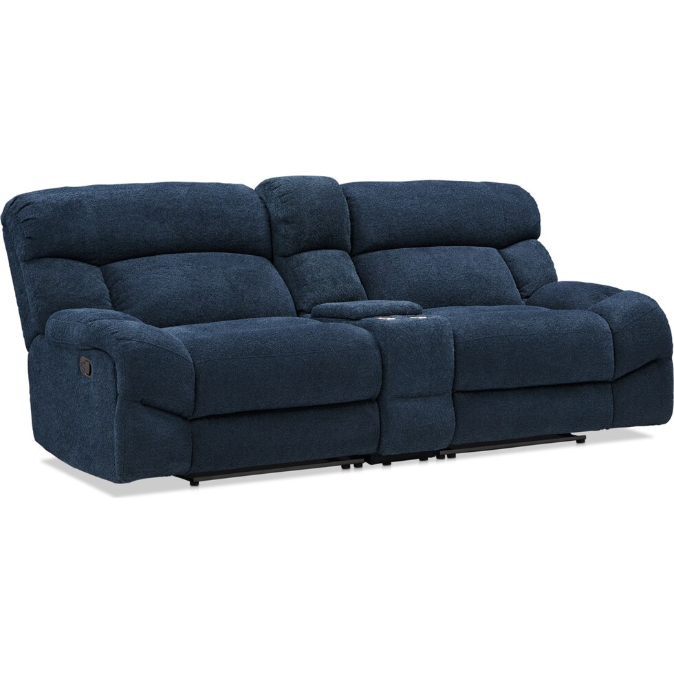 havana blue manual reclining loveseat   