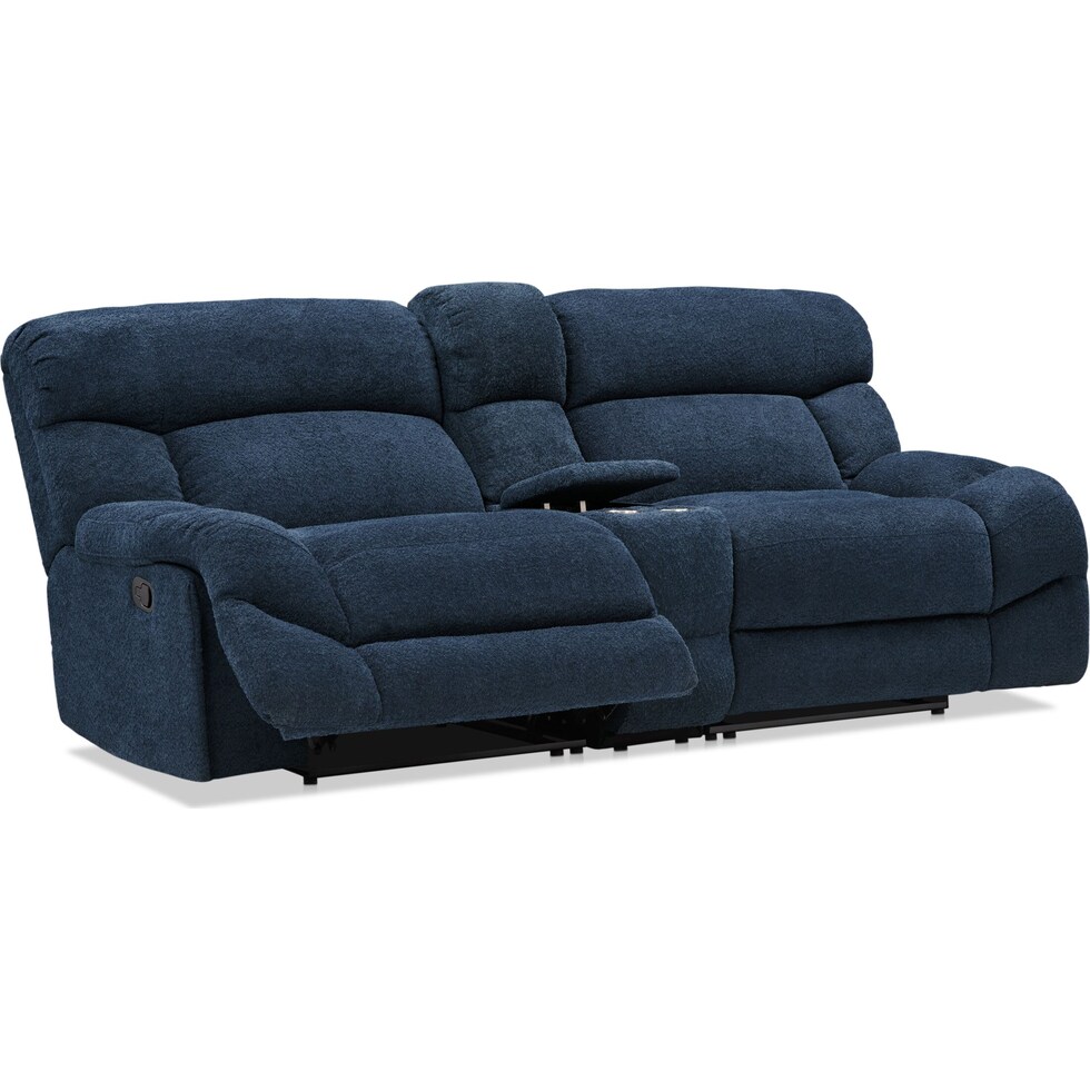 havana blue manual reclining loveseat   