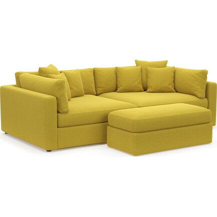 Haven Core Comfort 2-Piece Media Sofa and Ottoman - Bloke Goldenrod