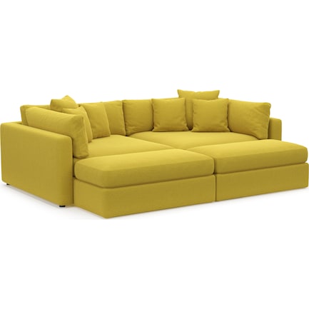 Haven Core Comfort 2-Piece Media Sofa and 2 Ottomans - Bloke Goldenrod