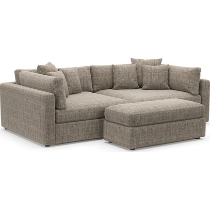 Haven Core Comfort 2-Piece Media Sofa and Ottoman - Flint