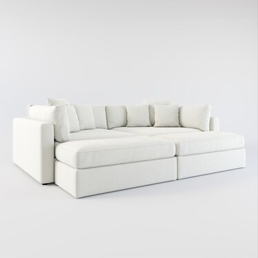 Haven Core Comfort 2-Piece Media Sofa and 2 Ottomans - Oslo Snow