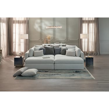 Haven 2-Piece Media Sofa and 2 Ottomans