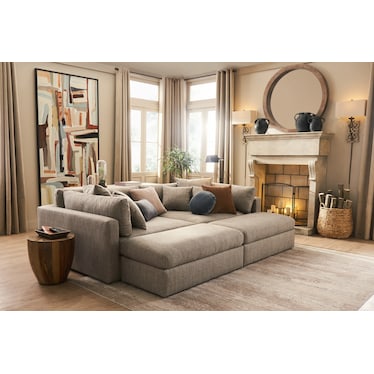 Haven 2-Piece Media Sofa and 2 Ottomans