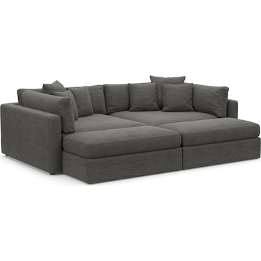 Haven Foam Comfort 2-Piece Sofa and 2 Ottomans - Curious Charcoal