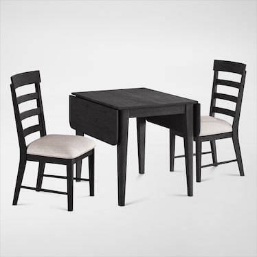 Hayward Solid Wood Small Extendable Dining Table & 2 Ladder-Back Chairs
